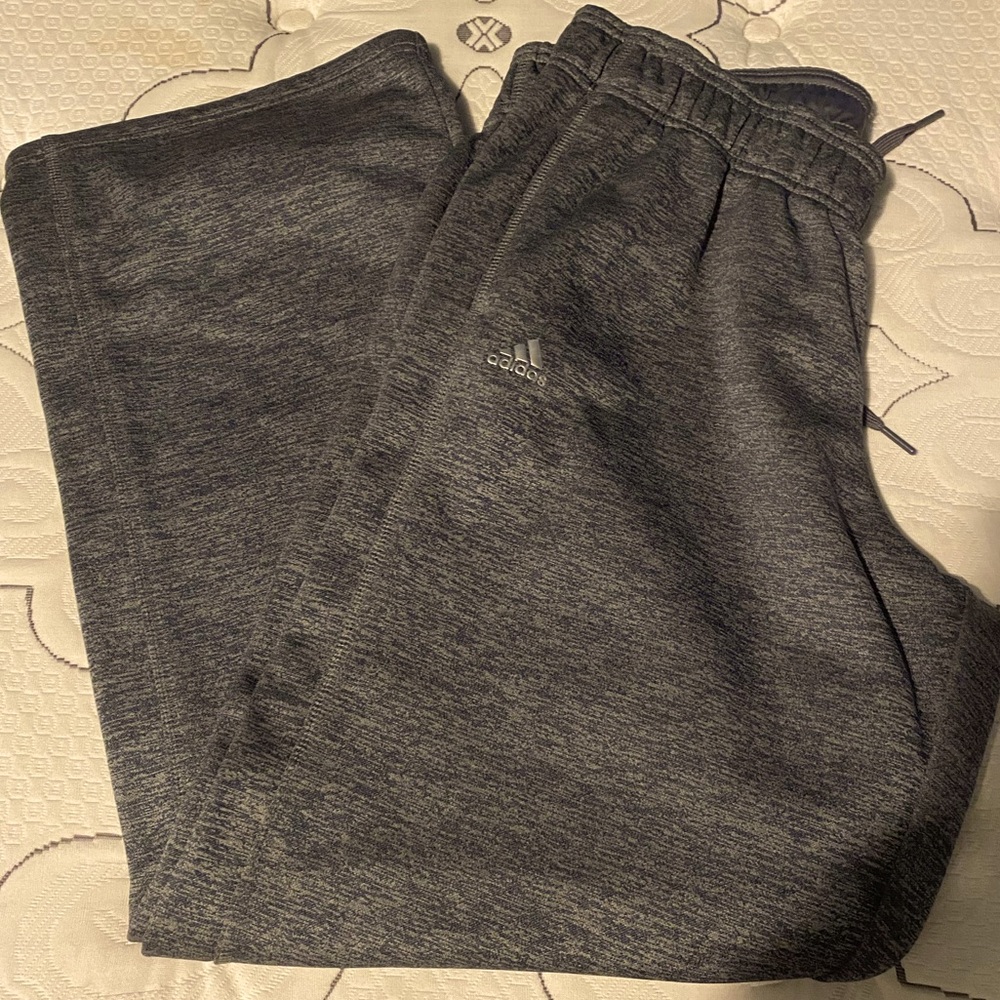 ADIDAS CLIMAWARM PANTS GREY/BLUE NWOT RT/LFT POCKETS SIZE XL